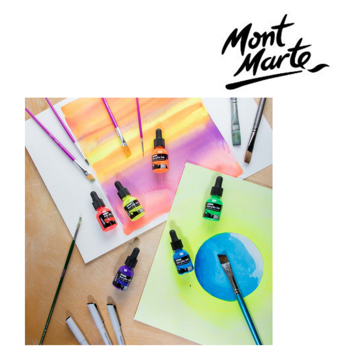 Ronis Mont Marte Fluoro Acrylic Ink 6pc x 20ml