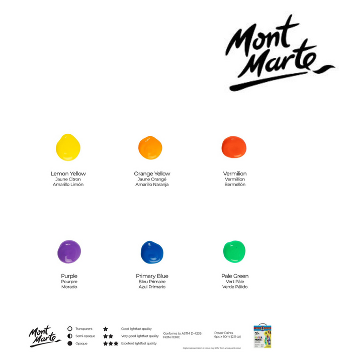 Ronis Mont Marte Poster Paint Set 6pc x 60ml