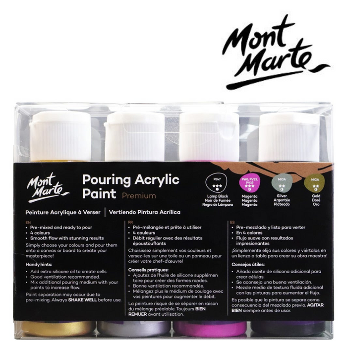 Ronis Mont Marte Pouring Acrylic 4pc x 60ml - Cosmic