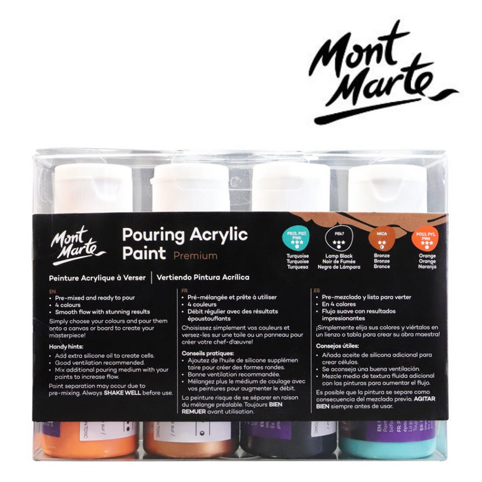 Ronis Mont Marte Pouring Acrylic 4pc x 60ml - Symphony