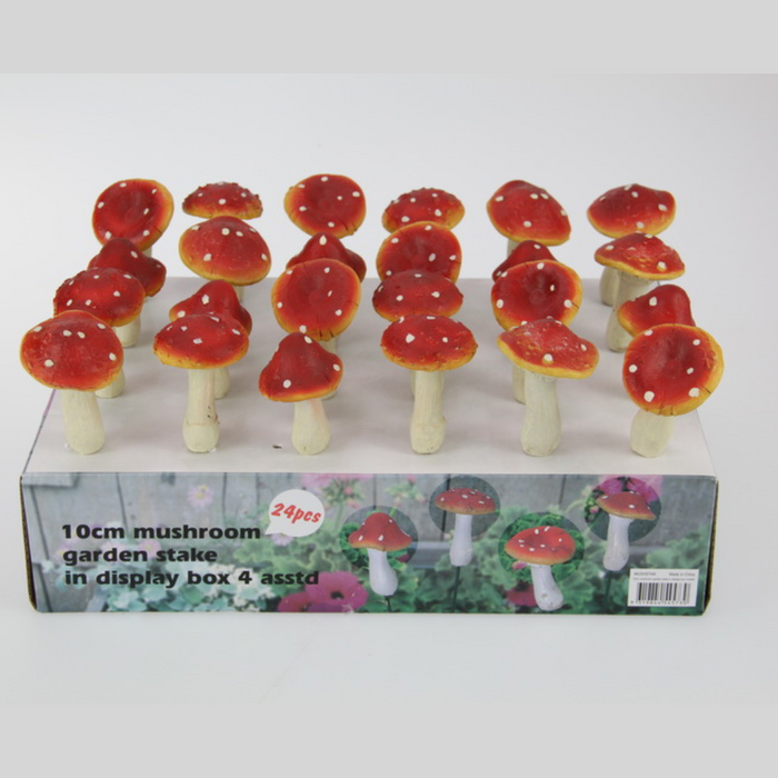 Ronis Mushroom Garden Stake 10cm 4 Asstd