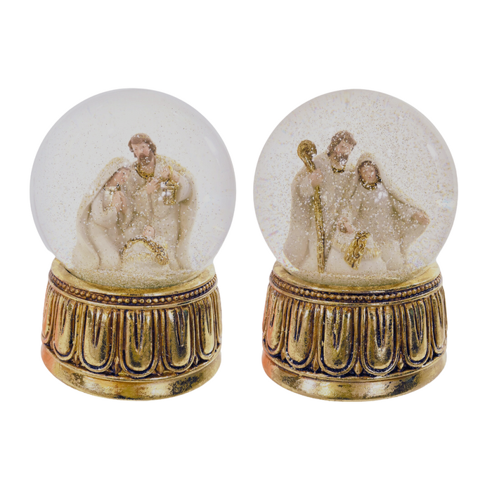 Nativity Waterball Gold Musical 10cm Asst