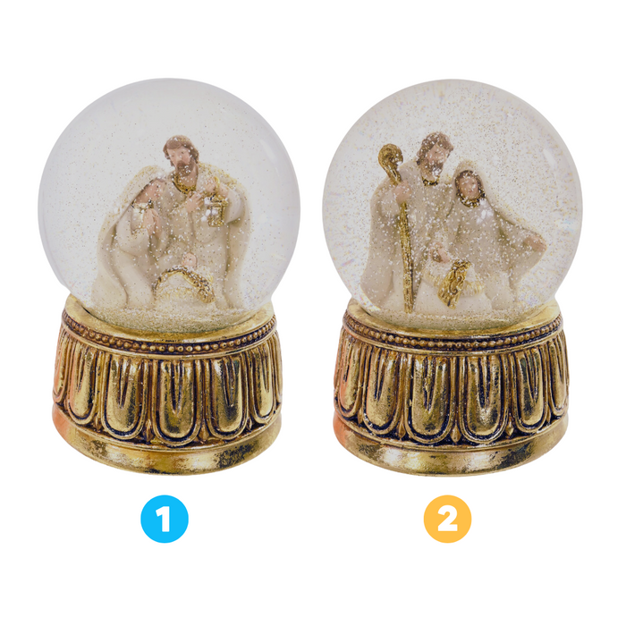 Nativity Waterball Gold Musical 10cm Asst