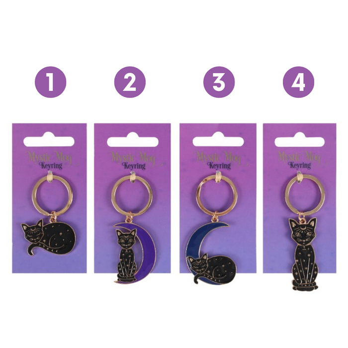 Ronis Mystic Mog Black Cat Key Ring 4 Asstd