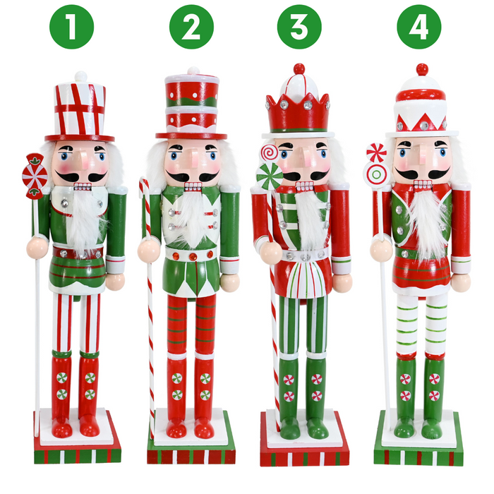 Ronis Nutcracker Peppermint Candy Cane 38cm 4 Asstd