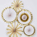 Oh Baby! Fan Decorations Gold And White 5pk