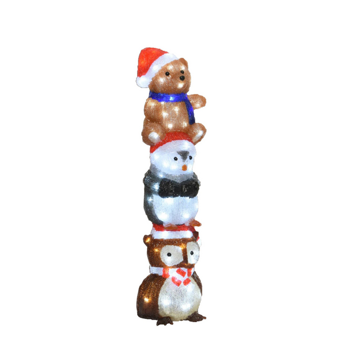 Ronis Owl Penguin And Bear Stacked White 63cm