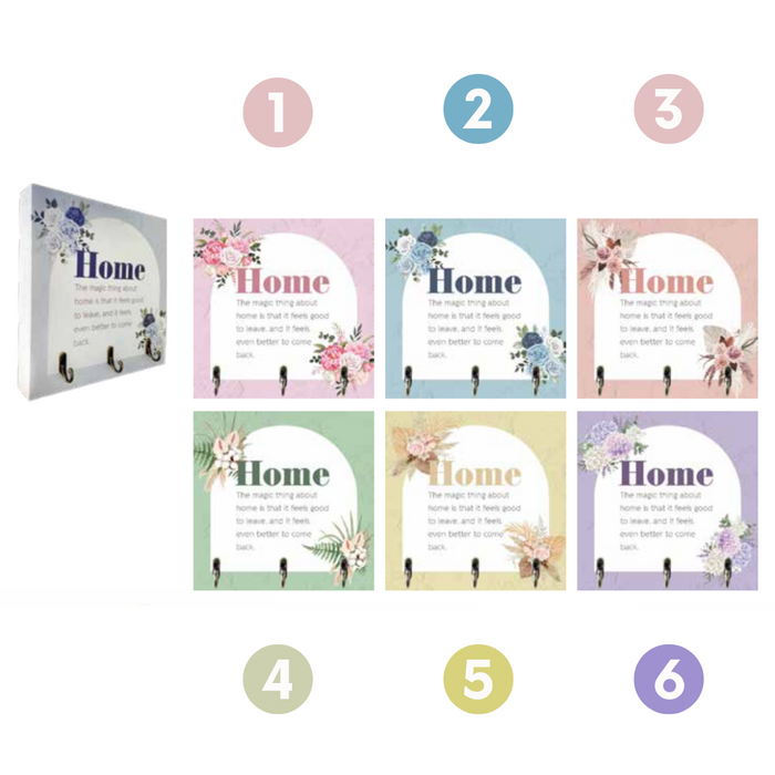 Ronis Pastel Home Key Holders Three Hook 20x20x3cm 6 Asstd