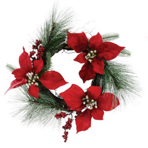 Ronis Poinsettia Wreath with Berries 35cm