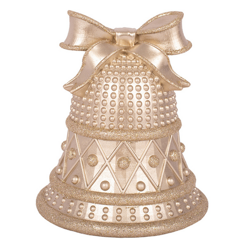 Ronis Polyresin Bell with Bow 13x13.3x15cm Champagne