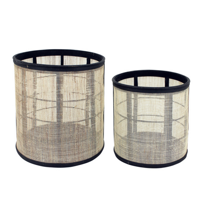 Ronis Rattan Black Planters Set 25cm/32cm