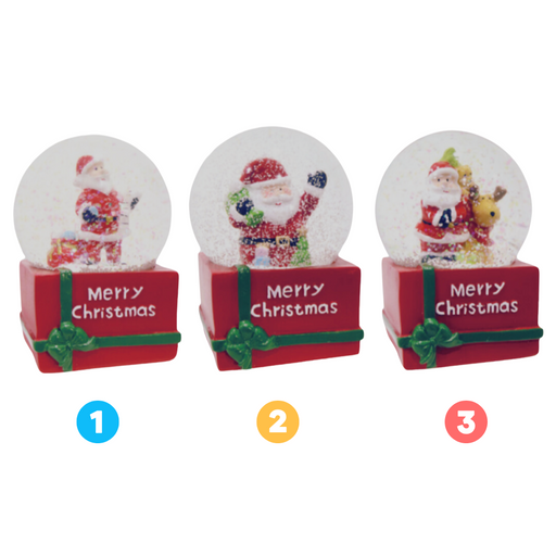 Santa Waterball Square Base 65mm Asst