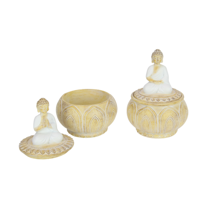 14CM WHITE/NATURAL RULAI BUDDHA BOX 2 AS