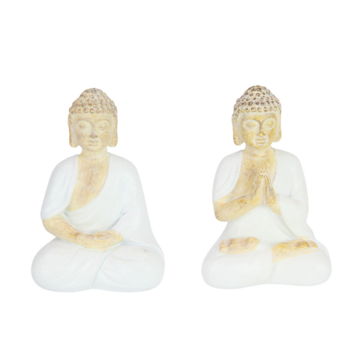 Ronis Rulai Buddha White & Natural 9cm 4 Asstd