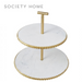 Society Home Marble 2 Tier Cake Stand with Gold Detailing