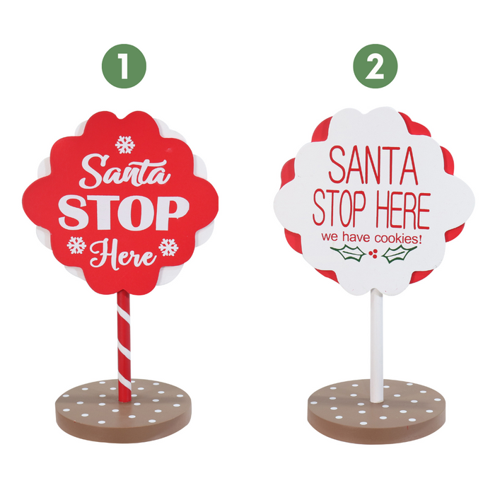 Ronis Santa Stop Table Sign 2 Asstd