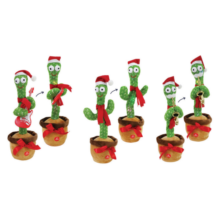 Ronis Sing N Twirl Christmas Cactus 34cm 6 Asstd