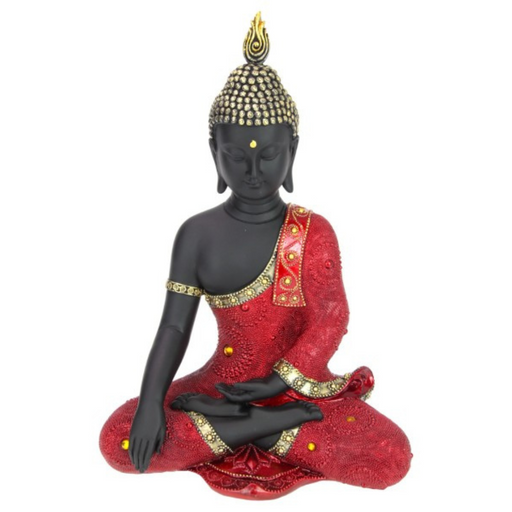 Ronis Sitting Red Rulai Buddha With Robe 35cm