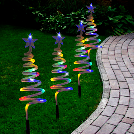 Ronis Solar Led Mesh Spiral Tree 4Pc Multi