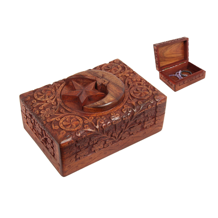 Ronis Star and Moon Carved Box 18x13cm