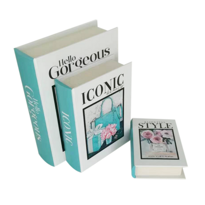 Ronis Teal Fashion Set of 3 Book Boxes