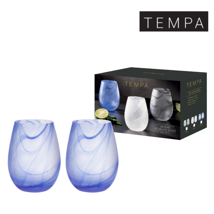 Ronis Tempa Skylar Stemless Glass Ocean 2pk