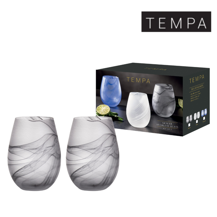 Ronis Tempa Skylar Stemless Glass Storm 2pk