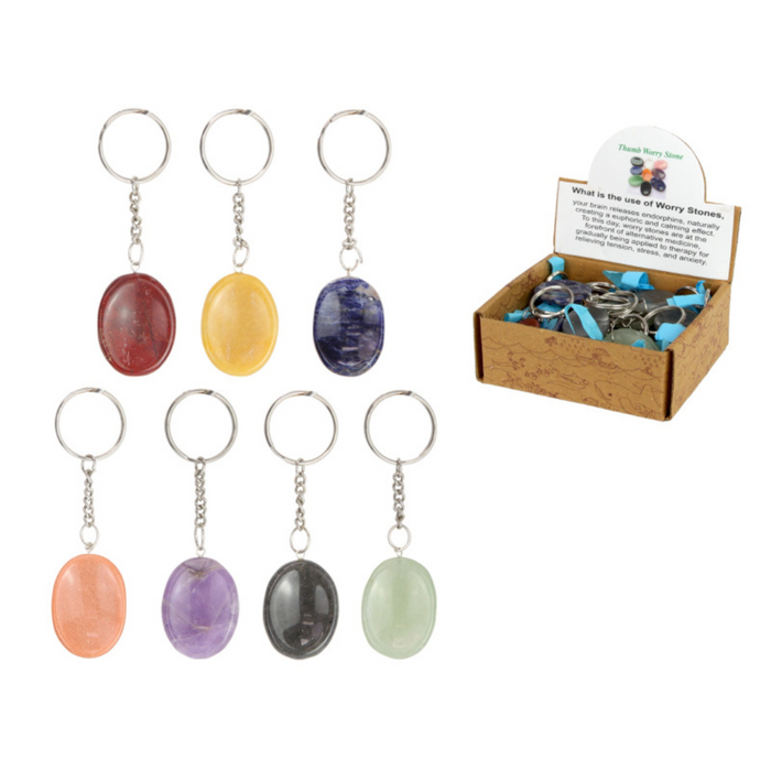 Ronis Thumb Worry Stone Chakra Key Ring 35mm 7 Asstd