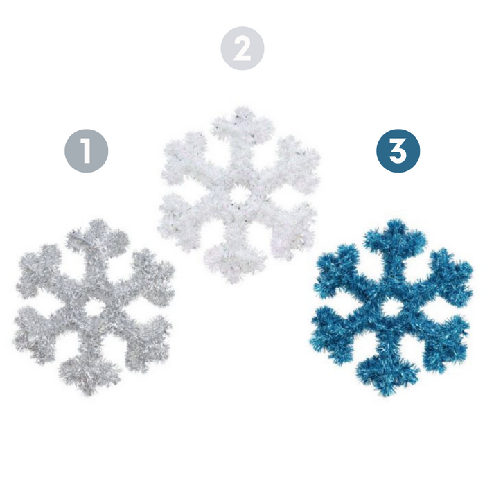 Ronis Tinsel Snowflake Plaque 32cm 3 Asstd