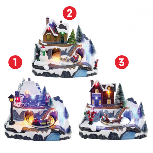 Ronis USB LED Musical Christmas House 3 Asstd 21x61x14cm