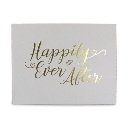 Ronis Wedding Guest Book Happily Ever After Gold/White