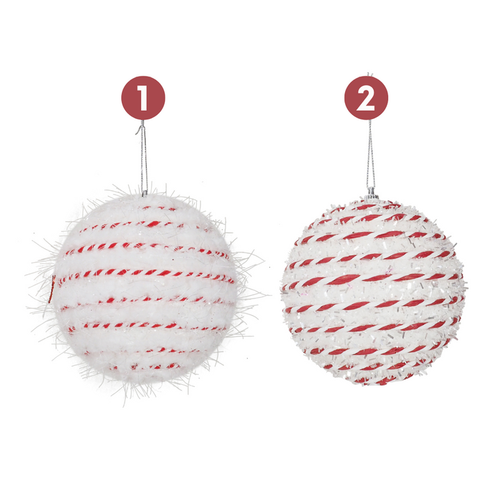 Ronis White Candycane Rope Bauble 2 Asstd