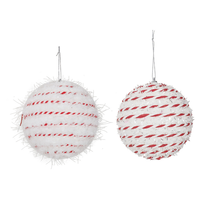 Ronis White Candycane Rope Bauble 2 Asstd