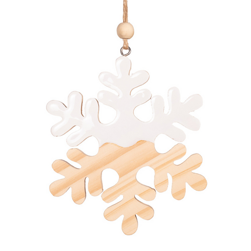 Ronis White & Natural Finish Snowflake Tree Ornament 11cm