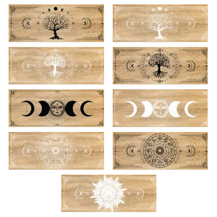 Ronis Wooden Astrology Zodiac 3 Compartment Boxes with Tassle and Moon Phase Beaded Details 24.3x9.3x6.5cm 9 Asstd