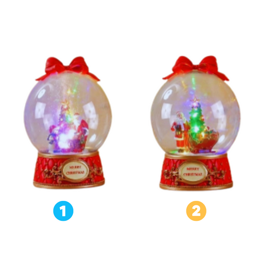 2 Assorted Animated Christmas Led Snow Globe Ornament