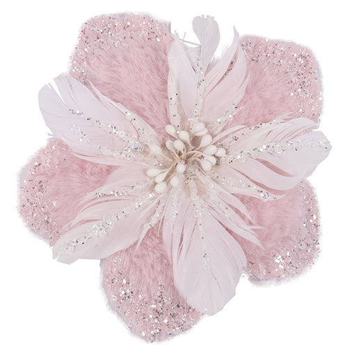 Pink Flower W/Clip 15cm