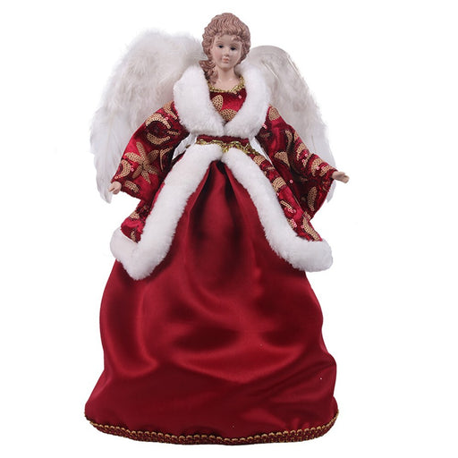 Angel Tree Topper W/ Red Gown 41cm