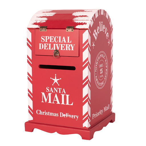 MDF Red Christmas Post Box 23x23x38cm