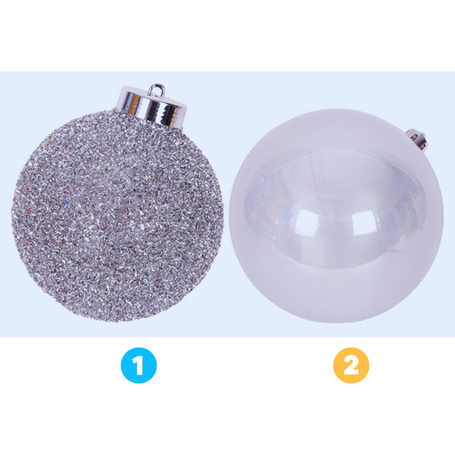 2A Silver Bauble Shiny Finish and Tinsel Finish 20cm