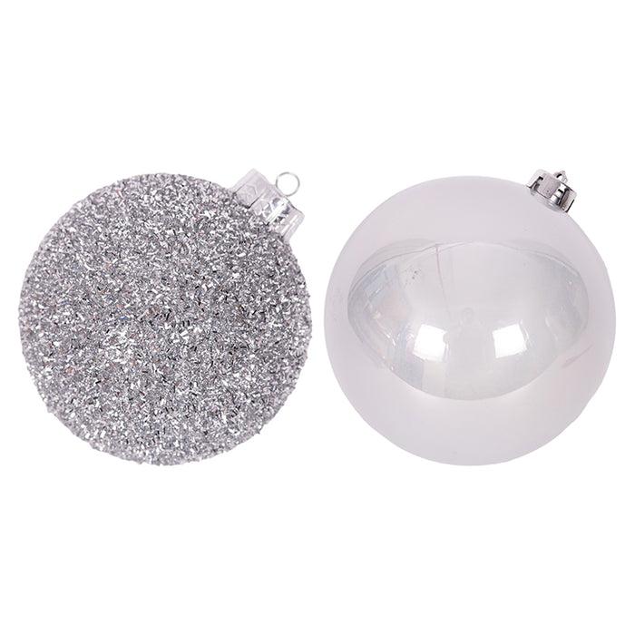 2A Silver Bauble Shiny Finish and Tinsel Finish (in PVC Tube) 15cm