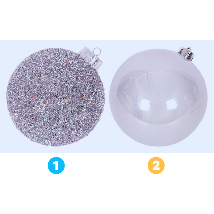 2A Silver Bauble Shiny Finish and Tinsel Finish (in PVC Tube) 15cm