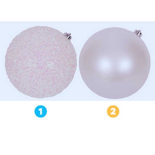 2A White Bauble Pearl Finish and Tinsel Finish 20cm