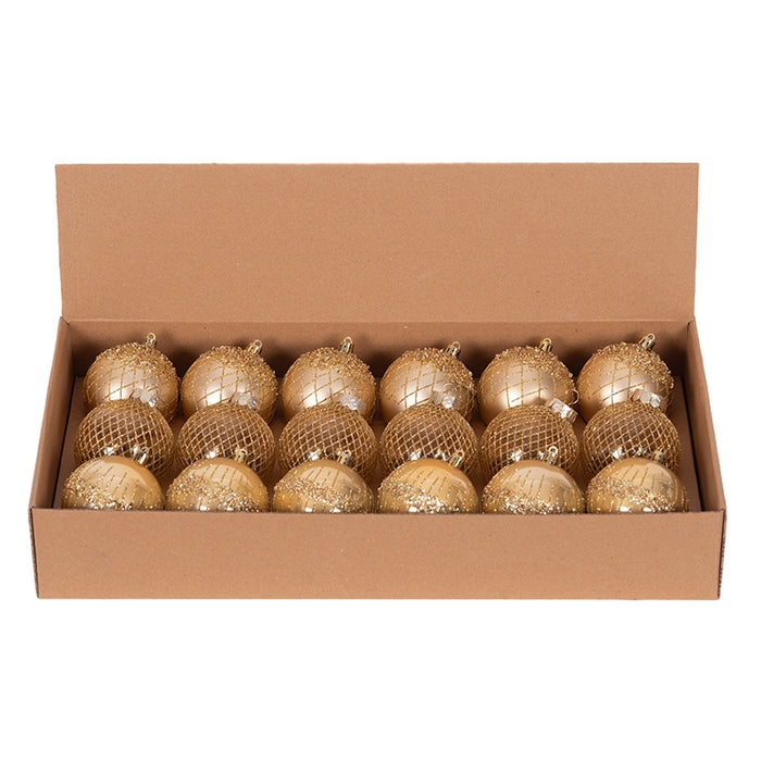 3A Gold Shatterproof Bauble 8cm In PDQ Tray