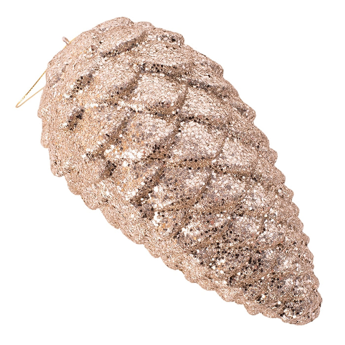 Champagne Glitter Pinecone Polyfoam Hanging Ornament 23cm