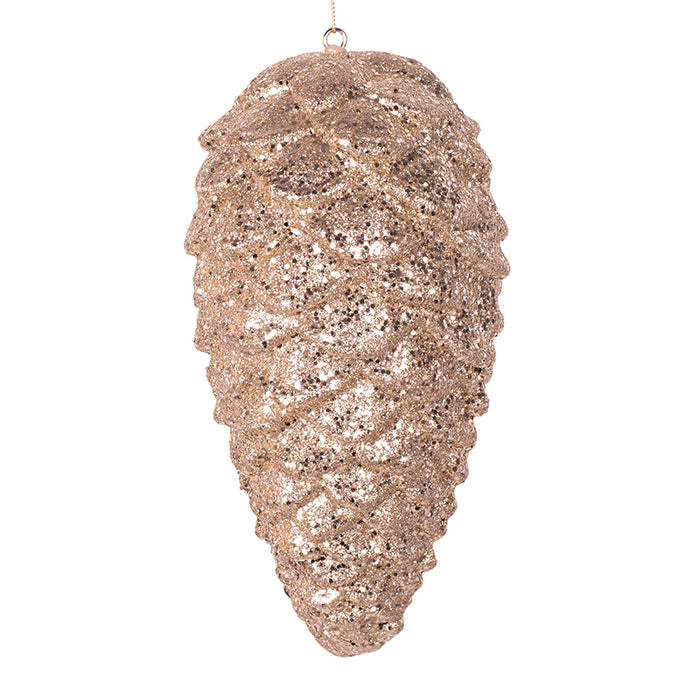 Champagne Glitter Pinecone Polyfoam Hanging Ornament 23cm