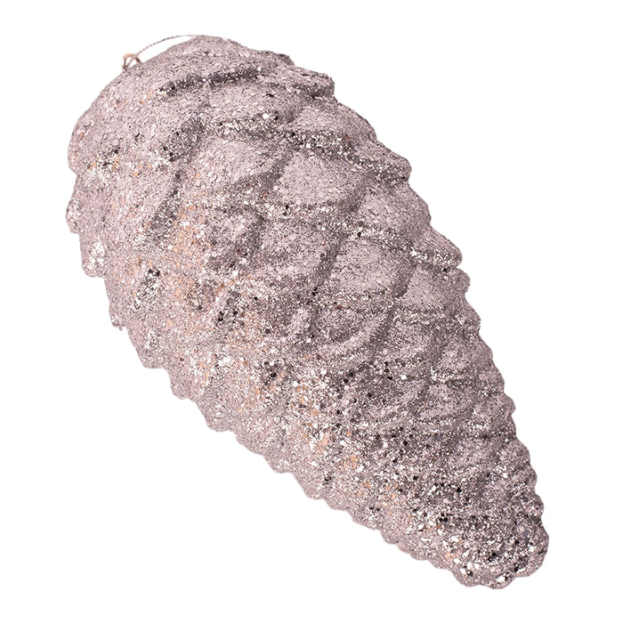 Silver Glitter Pinecone Polyfoam Hanging Ornament 23cm