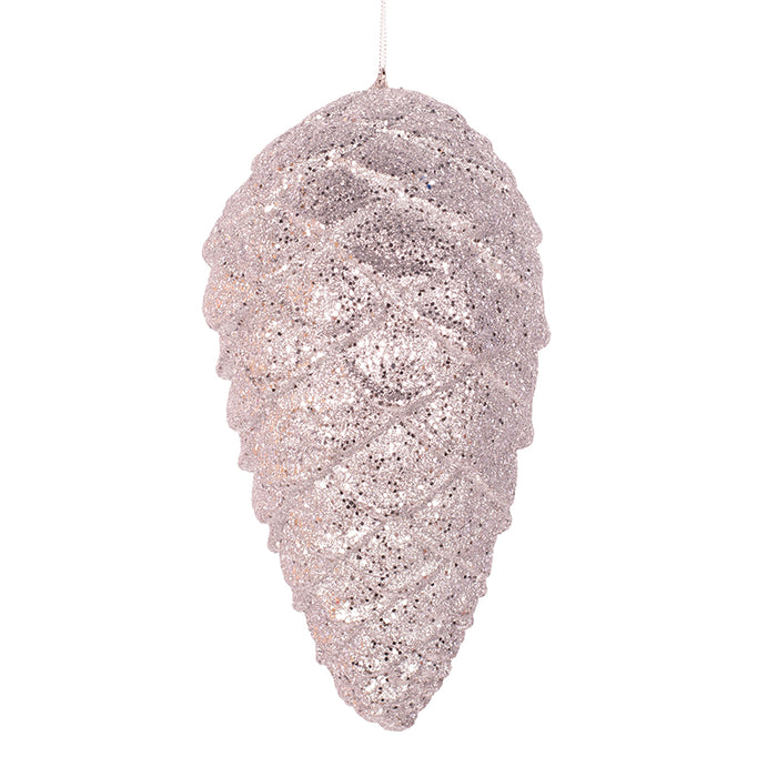 Silver Glitter Pinecone Polyfoam Hanging Ornament 28cm