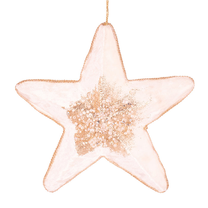 Ivory Velour Star Tree Decoration 20x20x5cm