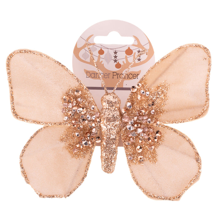 Champagne Butterfly with Clip 11x13cm